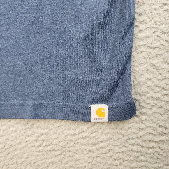 Carhartt Shirt Mens Large Relaxed Fit Navy Blue Spell Out Short Sleeve Weekend - Picture 3 of 9